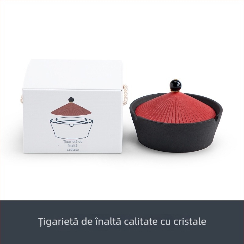 Cenușar ceramic cu capac, decorativ, cu logo imprimat, posibilitate de personalizare, stil palat/clasic