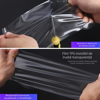 TPU folie de protecție interior Porsche Cayenne — display instrumente și navigație, consolă centrală și selector de viteze — turnare all-in-one, rezistentă la temperaturi înalte/scăzute, zgârieturi și uzură, anti-amprentă și pete uleioase