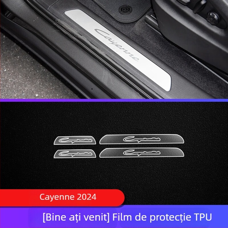 TPU folie de protecție interior Porsche Cayenne — display instrumente și navigație, consolă centrală și selector de viteze — turnare all-in-one, rezistentă la temperaturi înalte/scăzute, zgârieturi și uzură, anti-amprentă și pete uleioase