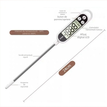 Termometru digital pentru acvariu, precizie înaltă, senzor din oțel inoxidabil pentru acvarii cu pești și țestoase