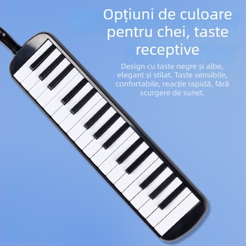 Harmonica cu 32 taste, husă moale pentru copii, pentru începători, corp din plastic, 101+ melodii demo