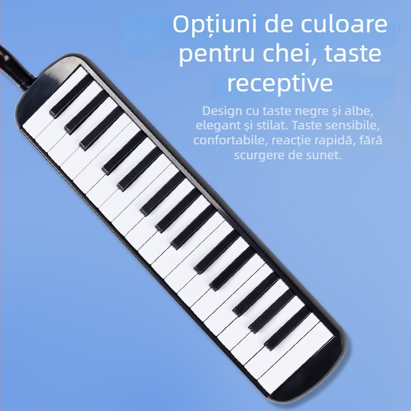 Harmonica cu 32 taste, husă moale pentru copii, pentru începători, corp din plastic, 101+ melodii demo
