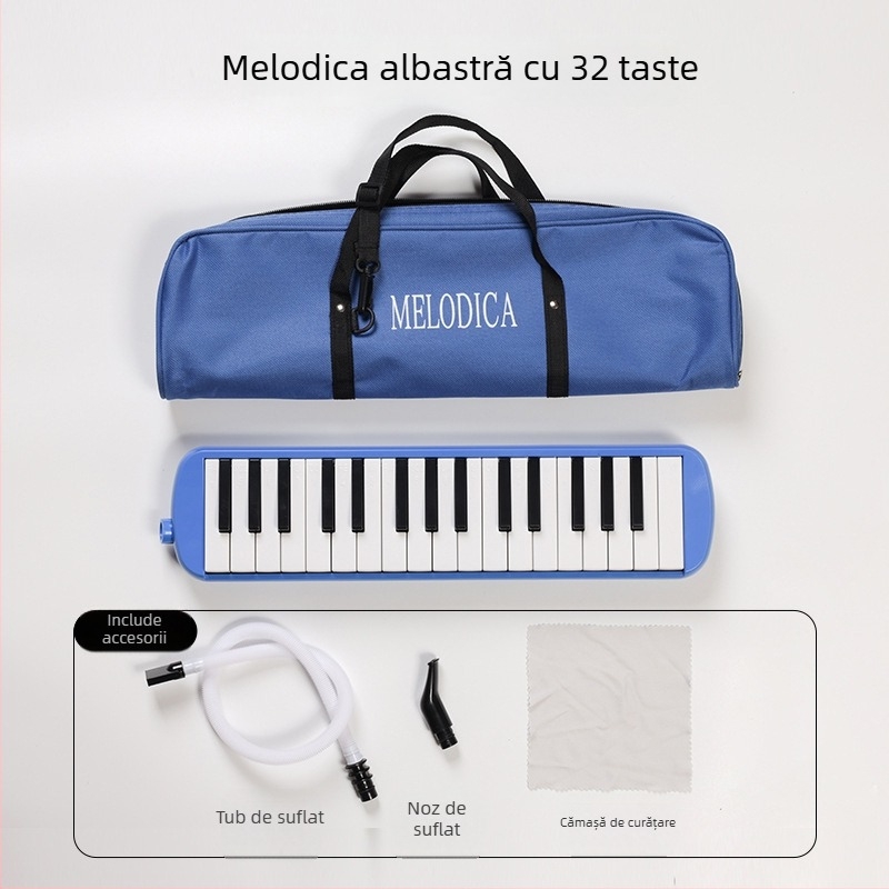 Harmonica cu 32 taste, husă moale pentru copii, pentru începători, corp din plastic, 101+ melodii demo
