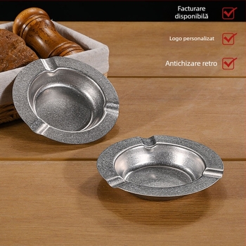 Scrumiere din oțel inoxidabil, stil retro, design special, potrivit pentru exterior, imprimare a logo-ului disponibilă.