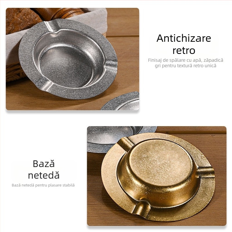 Scrumiere din oțel inoxidabil, stil retro, design special, potrivit pentru exterior, imprimare a logo-ului disponibilă.