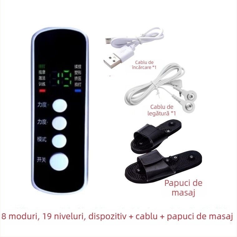 Papuci de masaj pentru picioare cu masaj prin puncte de acupunctură, alimentare USB/AC, control cablat manual, funcționare mecanică