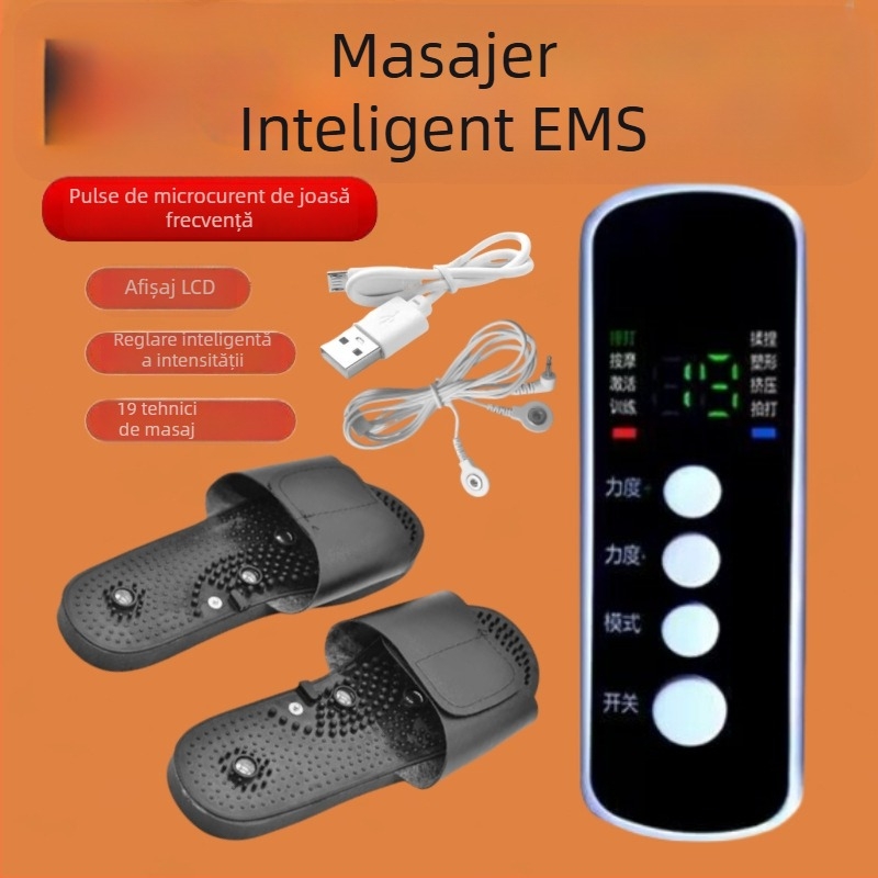 Papuci de masaj pentru picioare cu masaj prin puncte de acupunctură, alimentare USB/AC, control cablat manual, funcționare mecanică