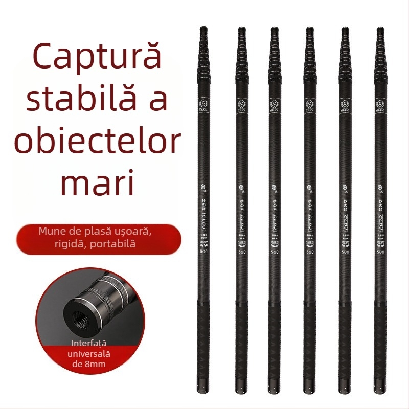 Țeavă telescopică din carbon pentru dip net, 7 secțiuni, 480 g, construcție robustă