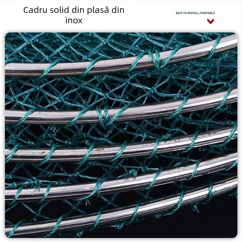 Capă de plasă din oțel inoxidabil cu plasă din nylon pentru pescuit – accesorii pentru echipamentul de pescuit