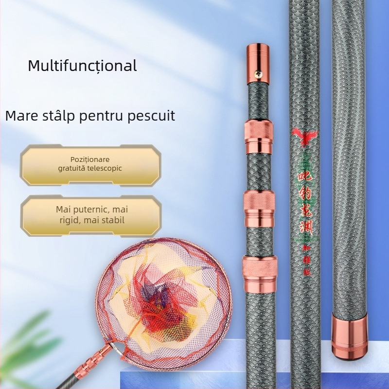Țeavă pentru plasă de aterizare din fibră de sticlă, 6 secțiuni, reglabilă, greutate 929 g
