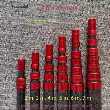 Tije telescopice izolate pentru cules fructe cu cap de plasă; material: Fiberglass; ochiuri groase; retractabil: Da