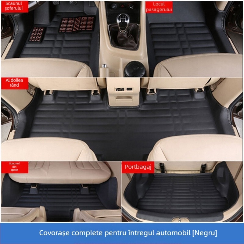 Covorașe de podea auto Baojun 730, pentru 7 locuri, acoperire completă, PVC, tălpi din piele, fără logo