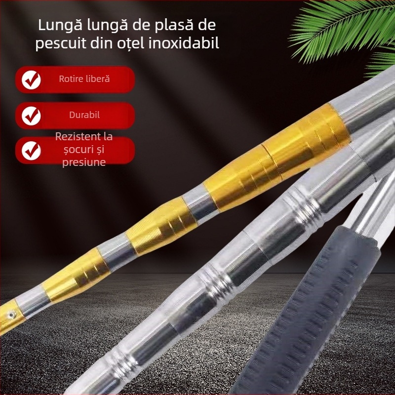 Tija din oțel inoxidabil cu rotire, extensibilă, pentru plasă și cules fructe — material: oțel inoxidabil; greutate: 1; noduri: 5-10; extensibilitate: da