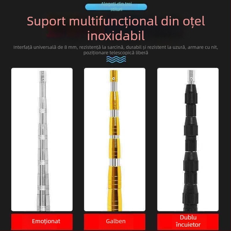 Tija din oțel inoxidabil cu rotire, extensibilă, pentru plasă și cules fructe — material: oțel inoxidabil; greutate: 1; noduri: 5-10; extensibilitate: da