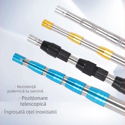 Tija telescopică din oțel inoxidabil pentru plasă de pescuit, lungime reglabilă, 3–5 secțiuni, 0,25 kg