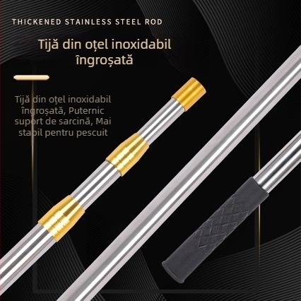 Tija telescopică din oțel inoxidabil pentru plasă de pescuit, lungime reglabilă, 3–5 secțiuni, 0,25 kg