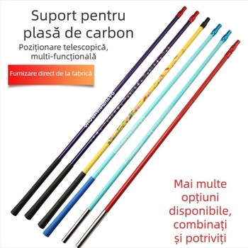 Undiță de pescuit din carbon pentru plasă, telescopică, ultra-ușoară, foarte rigidă, set complet