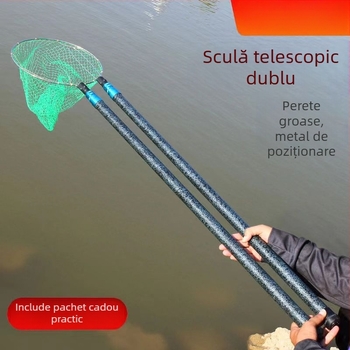 Prut telescopic din fibră de sticlă, set cu două bețe, grosime extra, izolat, pentru pescuit cu plasă