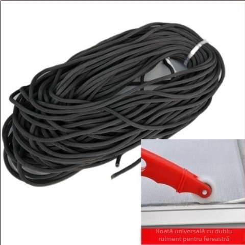 Bandă etanșare pentru plasă de geam anti țânțari, cauciuc gol, 4–6 mm, cu role de presiune