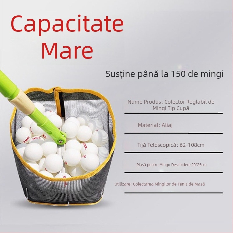 Ramă pentru adunarea mingilor de tenis de masă, cu unghi reglabil