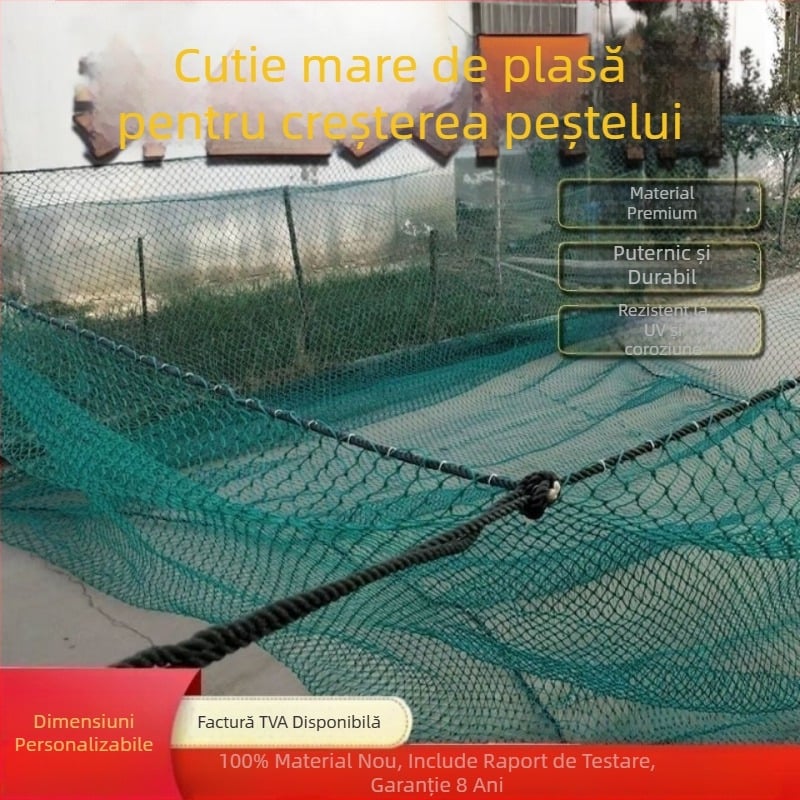 Cuști mari din plasă de nailon pentru acvacultură, cu capace și plase întărite pentru depozitarea peștilor