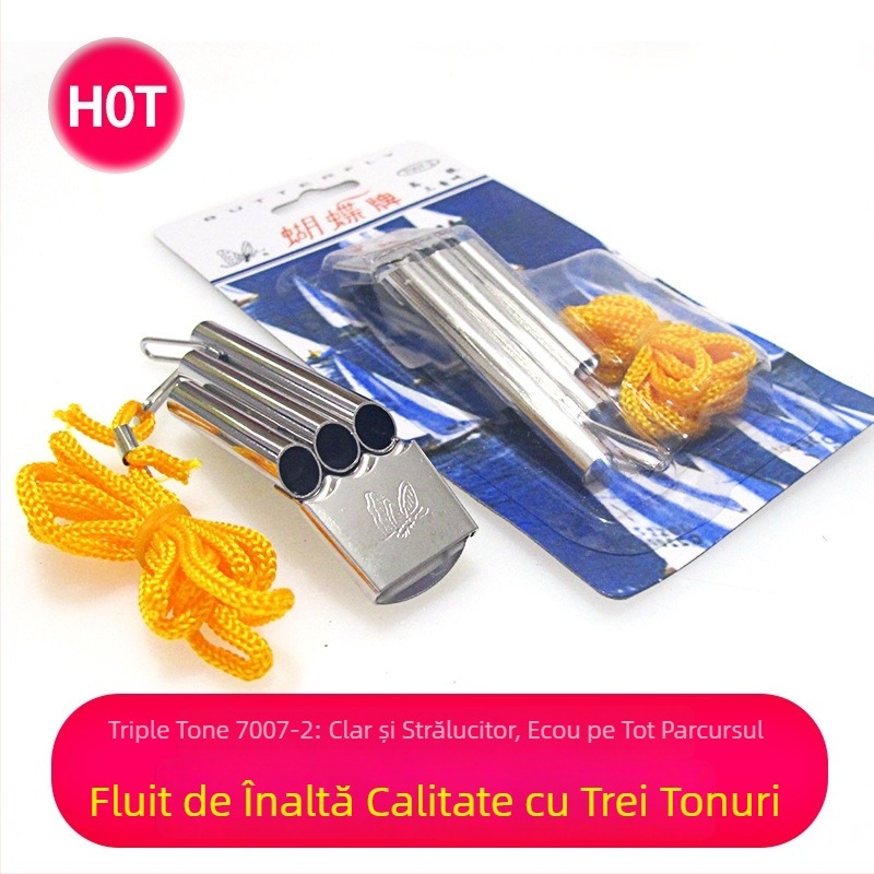 Fluier de arbitru baschet Butterfly, din oțel inoxidabil, tri-ton