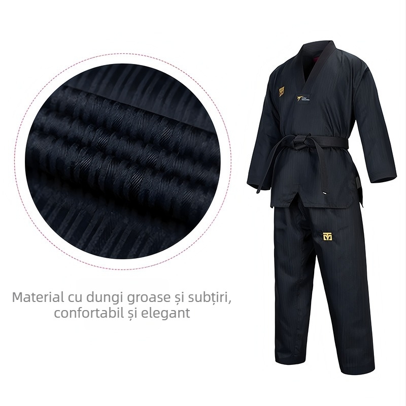 Uniformă Taekwondo pentru copii și adulți, pentru antrenament și competiție, țesătură din amestec de bumbac cu poliester