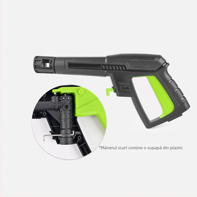 Pistol de înaltă presiune pentru spălat mașini – cap din aluminiu, mâner din plastic, 160 bar / 2320 psi, rază de stropire 2 m, compatibil Elitech/Stanley/Sun Joe