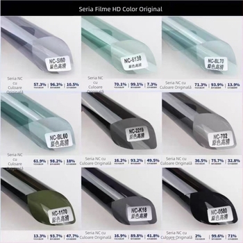 Folie auto pentru geamuri cu strat ceramic nano-inorganic, izolație înaltă 99%, protecție UV 99%, transmisie 5-80%, rezistentă la explozie