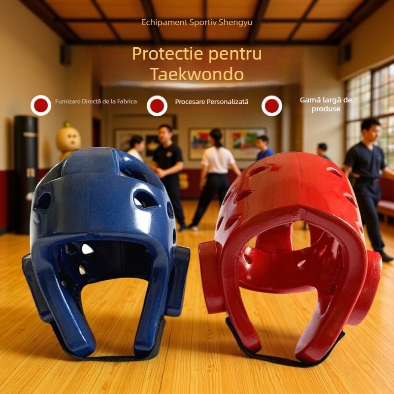 Cască de protecție pentru cap din spumă NBR, universală pentru Taekwondo, Sanda și Karate; protecție pentru urechi; design anti-coliziune.