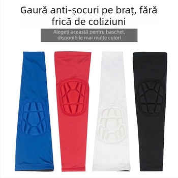 Protecții pentru coate la baschet și alte sporturi – manșete cu model fagure anti-coliziune, bandă silicon antiaderentă, 85% poliester 15% spandex, croi cu patru ace și șase fire