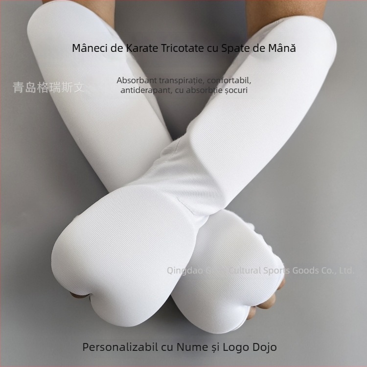 Grace Protecții pentru coate tricotate pentru arte marțiale – respirabile, bumbac 100%, protecție pentru coate pentru karate, taekwondo, sanda