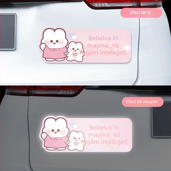 Sticker auto pentru gravide și amintire pentru bebeluș, model desen animat, adeziv auto, bosivpwssy