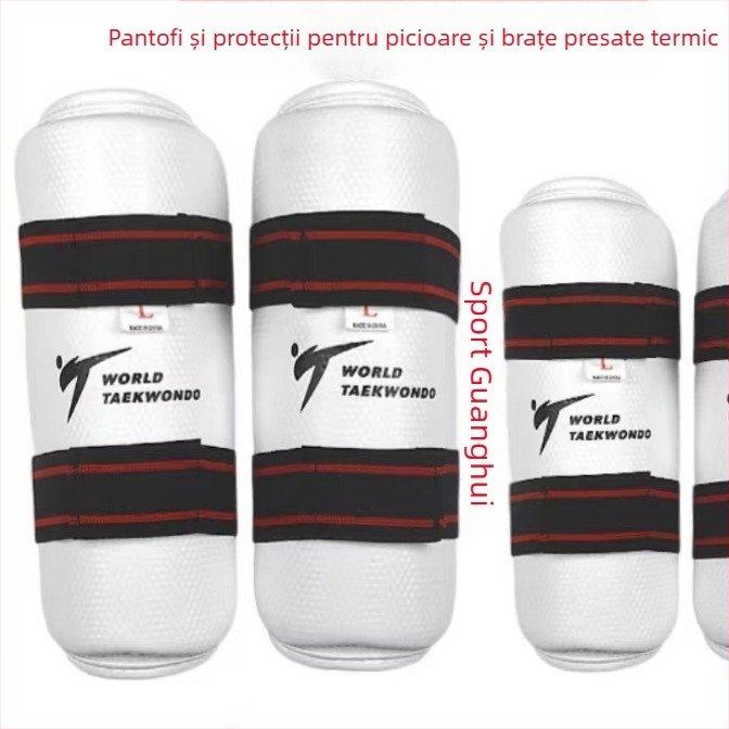 Set de protecție Taekwondo: protecții pentru gambă, braț și zonă inghinală, material spongă, brand Brilliant Sports, pachet 50