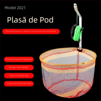 Plasă de pescuit din oțel inoxidabil pentru punte sau rafting, pliabilă, cu ridicare prin funie, capul plasei