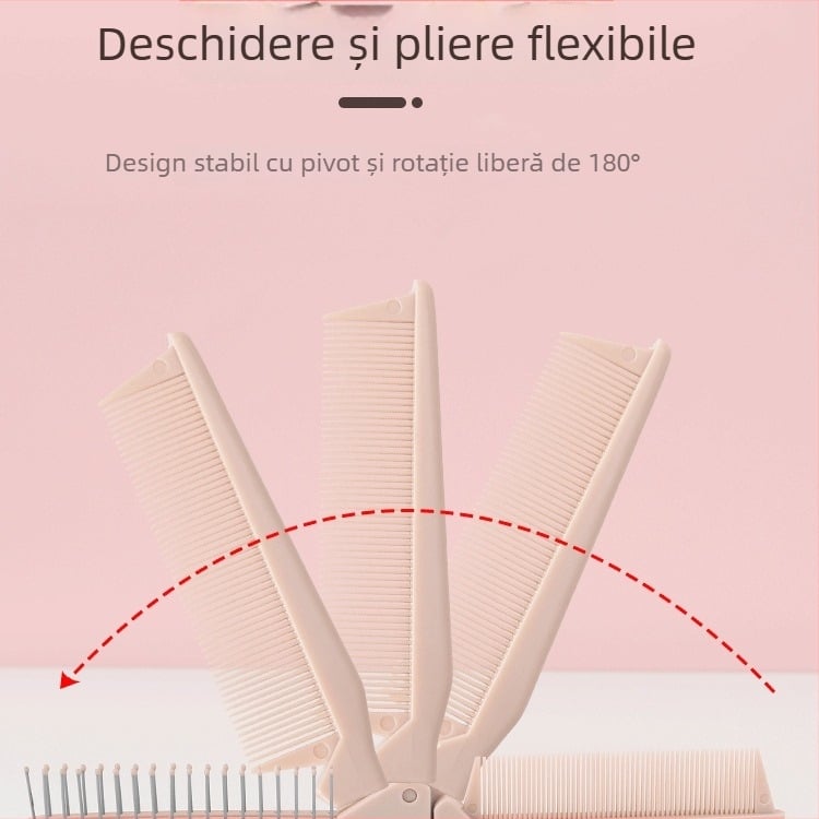 Pengyi Pieptene pliabil cu dinți dens – rășină, Nr. produs HPL, portabil pentru acasă și călătorii