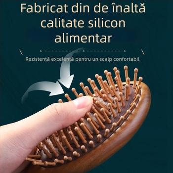 Pieptene de masaj din lemn de santal, cu pernă de aer și cap de masaj, pentru îngrijire a meridianelor, pentru păr lung