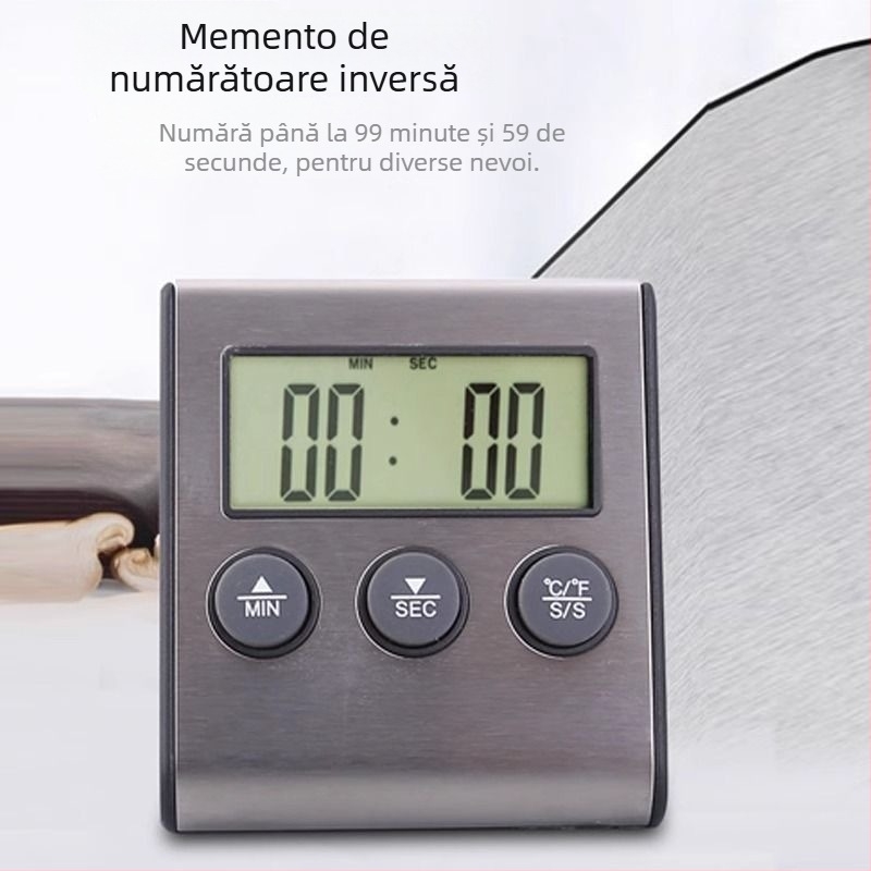Ruisimai Termometru Digital de Bucătărie Inteligenți cu Cronometru Electronic, Sondă pentru Cuptor, Termometru pentru Carne și BBQ