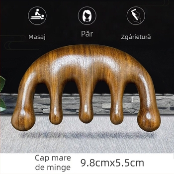 Pieptene de masaj din lemn Kyoto yaqi, oval, grosime 2 cm