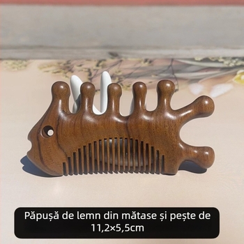 Pieptene de masaj din lemn Kyoto yaqi, oval, grosime 2 cm