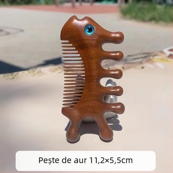 Pieptene de masaj din lemn Kyoto yaqi, oval, grosime 2 cm