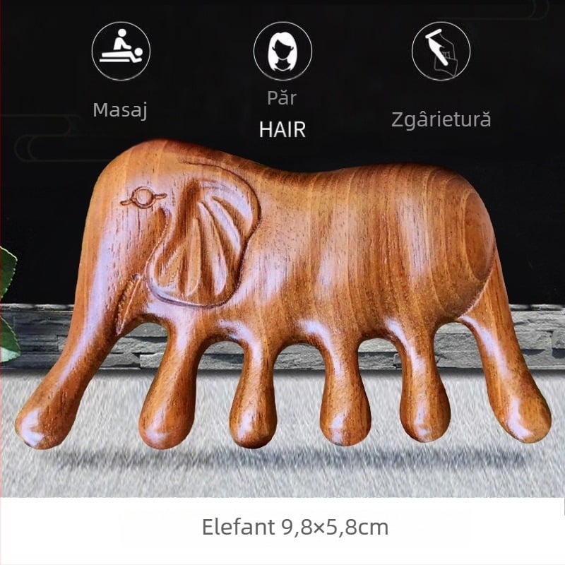 Pieptene de masaj din lemn Kyoto yaqi, oval, grosime 2 cm