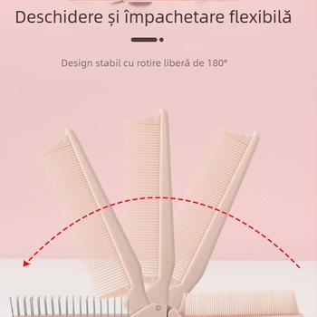 Pieptene pliabil cu dinți fini, din rășină, multifuncțional, compact pentru călătorii