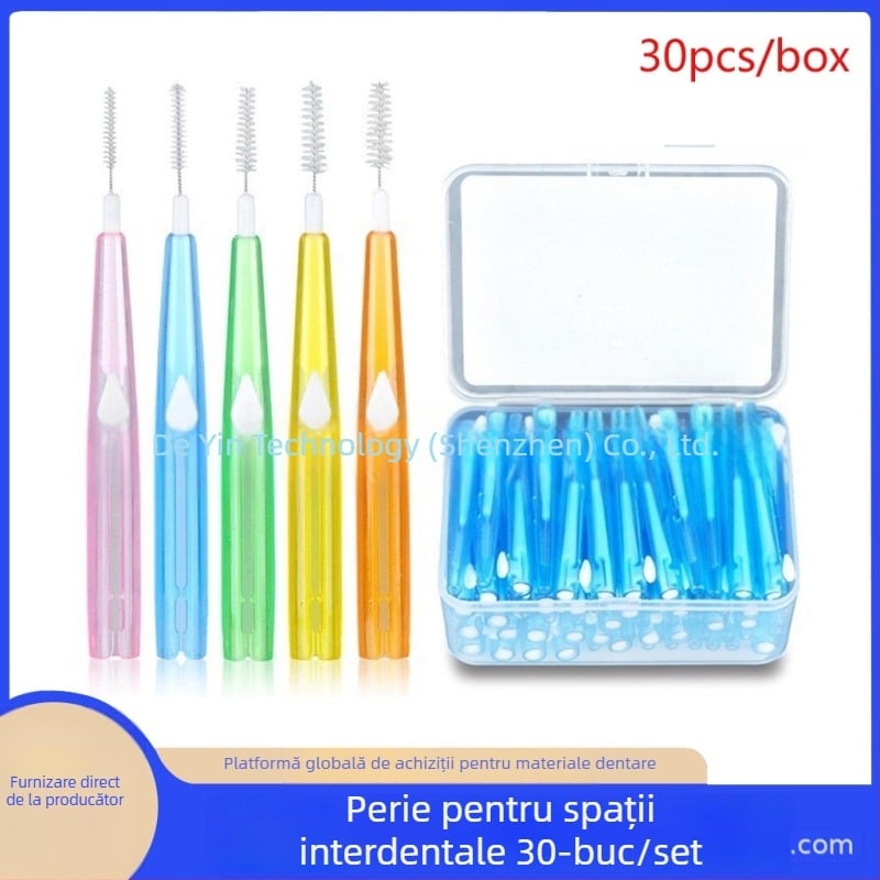 Perie interdentală pentru aparatele ortodontice, design push-pull drept, 30 buc./cutie, model 52012