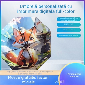 Umbrelă de reclamă cu imprimare siglă • design personalizabil • cadrul din fier cu 8 brațe • material 190T cu acoperire vinil • deschidere manuală