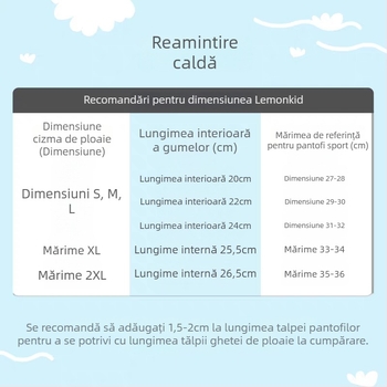 Huse pentru cizme de ploaie pentru copii, impermeabile, antiderapante, rezistente la uzură, unisex (Brand: Lemon Baby; Material: Polyester; Origine: Jiaxing; Nr. articol LK2231023)