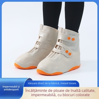 Coveruri impermeabile pentru pantofi cu talpă dublă îngroșată — Cauciuc/TPU, rezistente la abraziune, impermeabile, cu logo imprimat