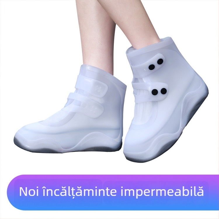 Coveruri impermeabile pentru pantofi cu talpă dublă îngroșată — Cauciuc/TPU, rezistente la abraziune, impermeabile, cu logo imprimat