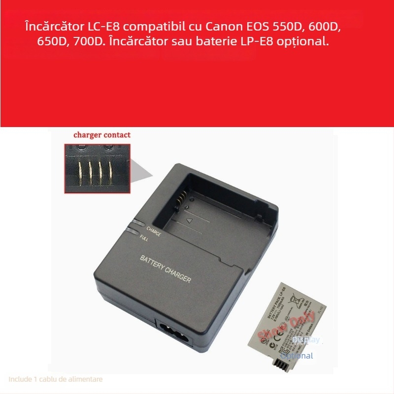Încărcător LC-E8/LPE8 pentru baterie Canon LP-E8 – Compatibil cu EOS 700D, 600D, 550D, 650D, X7i, X6