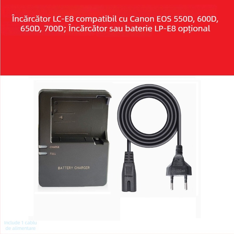 Încărcător LC-E8/LPE8 pentru baterie Canon LP-E8 – Compatibil cu EOS 700D, 600D, 550D, 650D, X7i, X6